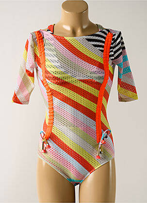Maillot de bain 2 pièces stretch haut triangles orange SALINAS femme