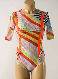 Maillot de bain 2 pièces stretch haut triangles orange SALINAS femme