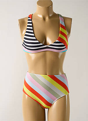 Maillot de bain 2 pièces stretch haut triangles orange SALINAS femme