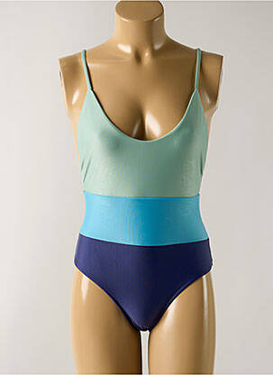 Maillot de bain 1 pièce effet matière satinée bleu SALINAS femme