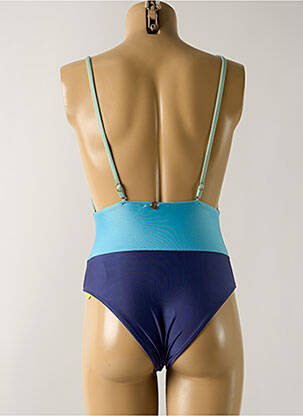 Maillot de bain 1 pièce effet matière satinée bleu SALINAS femme