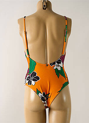 Maillot de bain 1 pièce effet matière satinée orange SALINAS femme