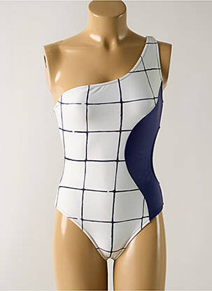 Maillot de bain 1 pièce effet matière satinée blanc SALINAS femme