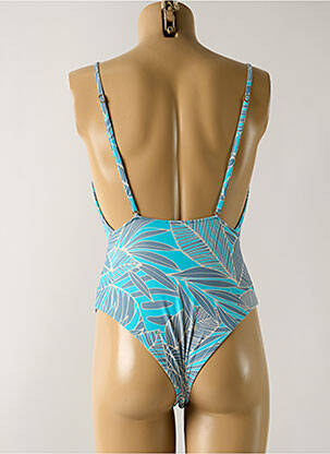 Maillot de bain 1 pièce effet matière satinée bleu SALINAS femme