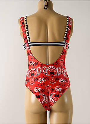 Maillot de bain 2 pièces stretch haut triangles rouge SALINAS femme