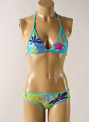 Maillot de bain 2 pièces stretch haut triangles bleu SALINAS femme