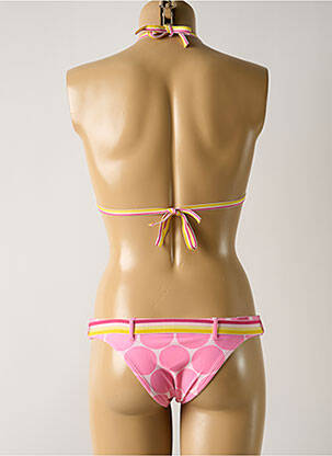 Maillot de bain 2 pièces stretch haut triangles rose SALINAS femme