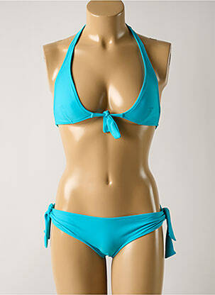 Maillot de bain 2 pièces stretch haut triangles bleu SALINAS femme