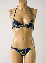 Maillot de bain 2 pièces stretch haut triangles bleu SALINAS femme