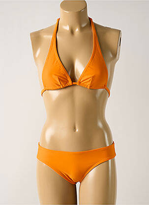 Maillot de bain 2 pièces stretch haut triangles orange SALINAS femme