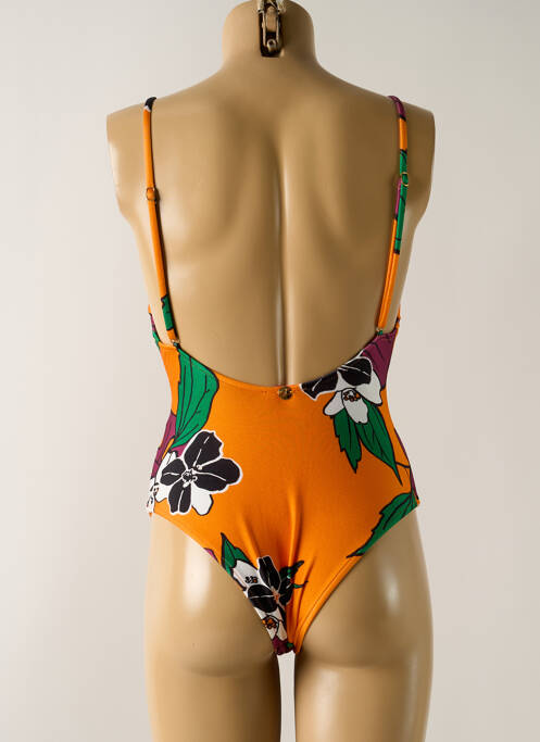 Maillot de bain 1 pièce effet matière satinée orange SALINAS femme