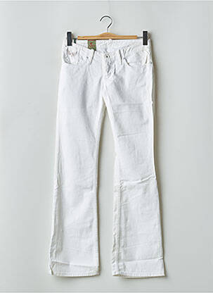 Pantalon droit fermeture zippée sous rabat boutonné blanc KAPORAL femme