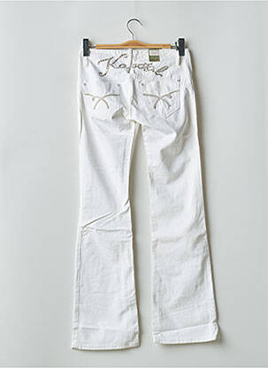 Pantalon droit fermeture zippée sous rabat boutonné blanc KAPORAL femme
