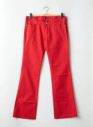Pantalon droit fermeture zippée sous rabat boutonné rouge LA BRIGADA INTERNACIONAL femme