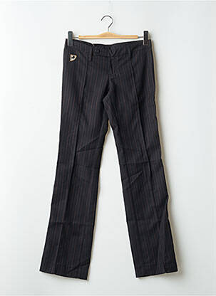 Pantalon droit fermeture zippée sous rabat boutonné noir LOIS femme