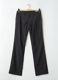 Pantalon droit fermeture zippée sous rabat boutonné noir MOGUL femme