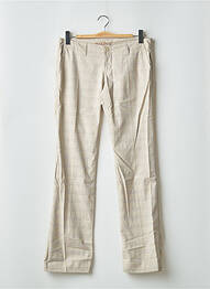 Pantalon droit fermeture zippée sous rabat boutonné beige MOGUL femme