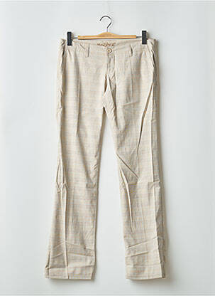 Pantalon droit fermeture zippée sous rabat boutonné beige MOGUL femme