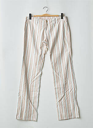 Pantalon droit tissage crêpe taille basse beige MOGUL femme