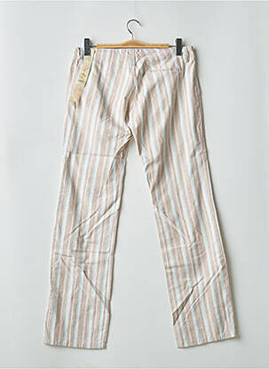 Pantalon droit tissage crêpe taille basse beige MOGUL femme