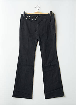 Pantalon droit fermeture zippée sous rabat boutonné noir PHARD femme