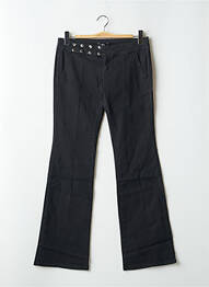 Pantalon droit fermeture zippée sous rabat boutonné noir PHARD femme