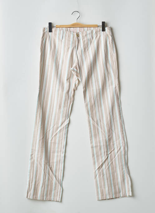 Pantalon droit fermeture zippée sous rabat boutonné taille basse beige MOGUL femme