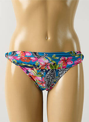 Bas de maillot de bain imprimé fleurs culotte bleu SALINAS femme