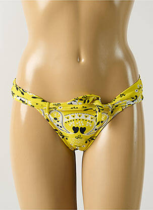Bas de maillot de bain effet matière satinée bikini jaune SALINAS femme