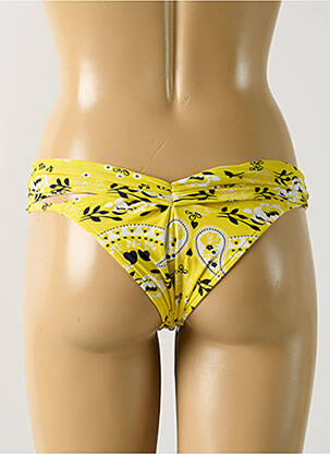 Bas de maillot de bain effet matière satinée bikini jaune SALINAS femme