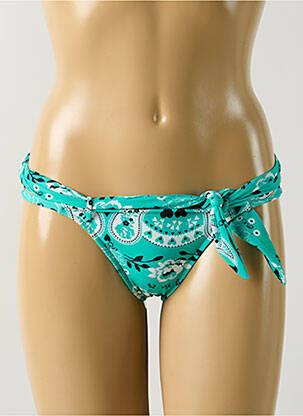 Bas de maillot de bain effet matière satinée bikini vert SALINAS femme