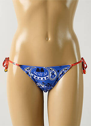 Bas de maillot de bain effet matière satinée bikini bleu SALINAS femme