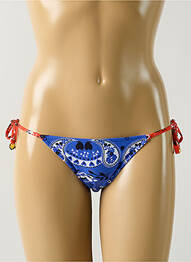 Bas de maillot de bain effet matière satinée bikini bleu SALINAS femme
