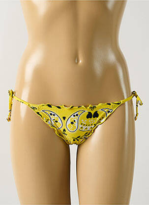 Bas de maillot de bain effet matière satinée bikini jaune SALINAS femme