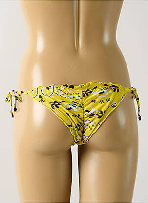 Bas de maillot de bain effet matière satinée bikini jaune SALINAS femme