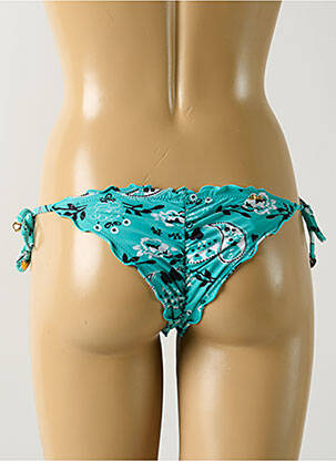 Bas de maillot de bain effet matière satinée bikini bleu SALINAS femme