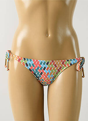 Bas de maillot de bain effet matière satinée bikini bleu SALINAS femme