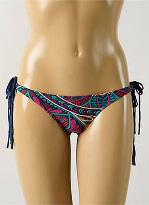 Bas de maillot de bain effet matière satinée bikini bleu SALINAS femme