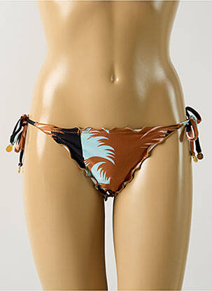 Bas de maillot de bain imprimé tie and dye bikini marron SALINAS femme