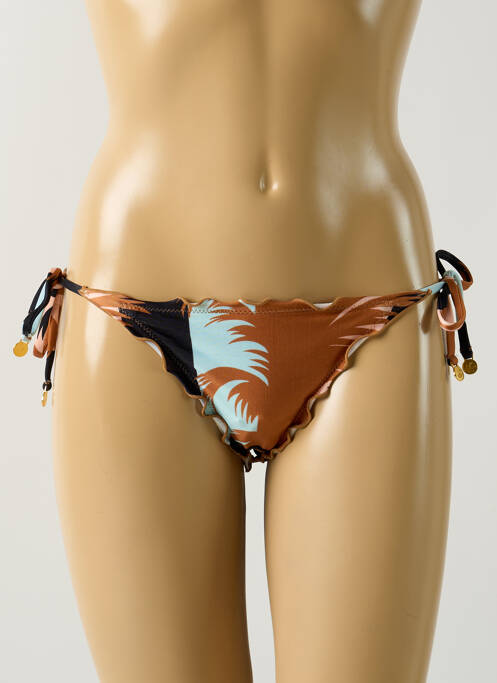 Bas de maillot de bain imprimé tie and dye bikini marron SALINAS femme