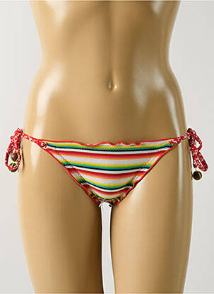 Bas de maillot de bain imprimé rayures bikini rouge SALINAS femme