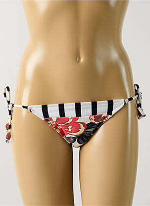 Bas de maillot de bain imprimé fleurs bikini blanc SALINAS femme