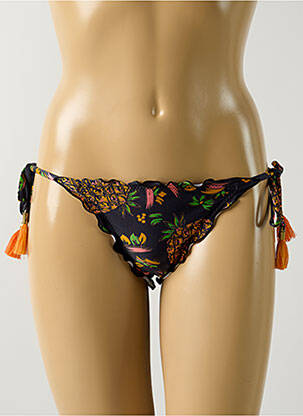 Bas de maillot de bain imprimé fleurs bikini noir SALINAS femme