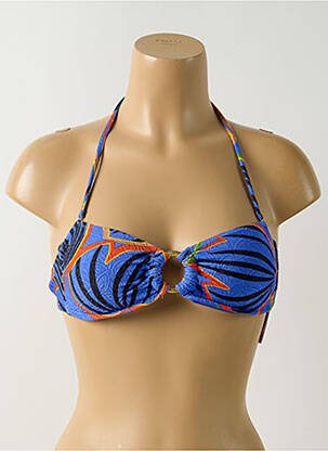 Haut de maillot de bain stretch haut soutien-gorge avec mousse de rembourrage amovible bleu SALINAS femme