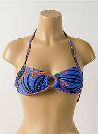 Haut de maillot de bain stretch haut soutien-gorge avec mousse de rembourrage amovible bleu SALINAS femme
