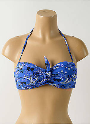 Haut de maillot de bain stretch haut soutien-gorge avec mousse de rembourrage amovible bleu SALINAS femme