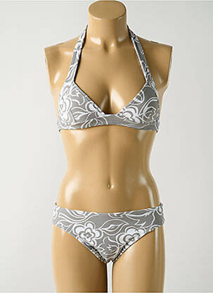 Maillot de bain 2 pièces stretch haut soutien-gorge emboitant gris SALINAS femme