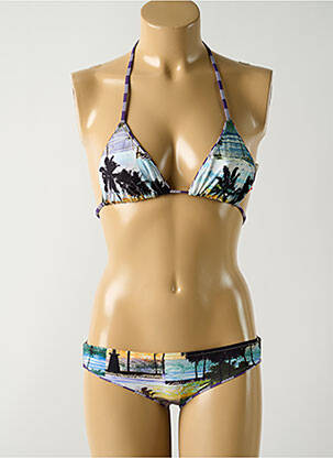 Maillot de bain 2 pièces stretch haut triangles violet SALINAS femme