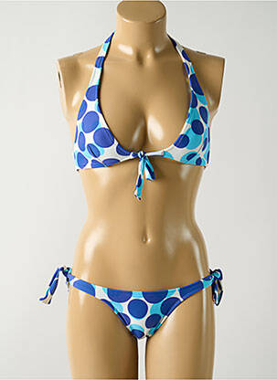 Maillot de bain 2 pièces stretch haut soutien-gorge emboitant bleu SALINAS femme