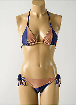 Maillot de bain 2 pièces stretch haut triangles bleu SALINAS femme